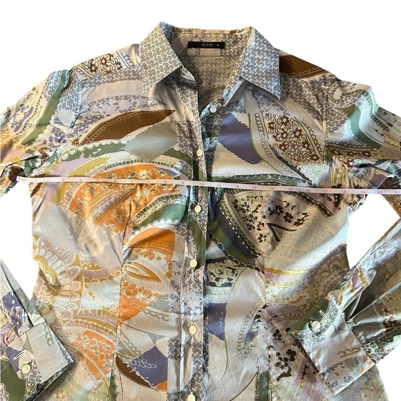 ETRO WOMEN’S GORGEOUS BUTTON DOWN BLOUSE SIZE 46 LIGHTWEIGHT COTTON ABSTRACT - Picture 6 of 12